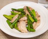 アスパラと鶏胸肉のごま油炒め作り方7写真