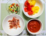 簡単昼食！パプリカのガスパチョ冷製パスタ作り方1写真