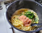バナメイエビと明太子の豆乳クリームパスタ作り方9写真