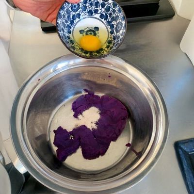 紫芋カステラ|紫芋粉末を使った工程写真:工程4