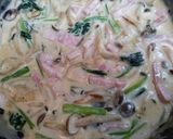 簡単夕飯昼食小松菜しめじクリームパスタのグラタン作り方7写真