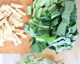 混ぜご飯【小松菜と油揚げの白だしご飯】作り方1写真