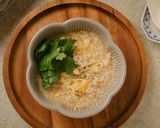 鶏ひき肉と卵のしょうが粥作り方4写真