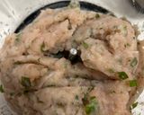 れんこんハサミ焼き 鶏肉ミンチ作り方2写真
