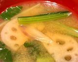 小松菜レンコン茗荷の味噌汁作り方8写真