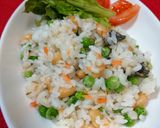 グリンピースと蒸し大豆の簡単健康★ピラフ作り方2写真