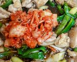 簡単ランチ！鶏肉ピーマンキムチの焼うどん作り方7写真