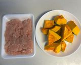 かぼちゃ鶏そぼろ煮作り方1写真