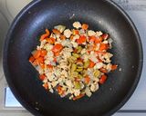 鶏ひき肉とパプリカのパスタ作り方5写真