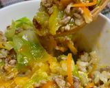春キャベツと豚ミンチの彩り丼♪作り方5写真