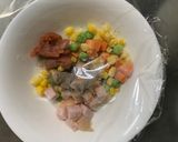 レンジ簡単ピリ辛中華風梅照味炒飯弁当作り方3写真