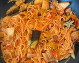 おかんレシピ𓀤𓀣ワンパン野菜だらけのトマトパスタ作り方3写真