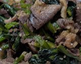 簡単★牛肉と蓬蓮草の焼肉のたれ炒め作り方2写真