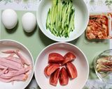 夏の夕飯！簡単キムチごま油香る冷麺風素麺作り方3写真
