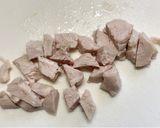 チキンと小松菜のコーンバター醤油炒め作り方2写真