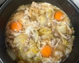 白菜と豚肉とおあげの卵落とし作り方5写真