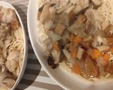 鶏もも肉とひら天のとろ〜り和風あんかけパスタ作り方8写真