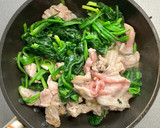 豚コマとほうれん草の卵炒めからのポパイ丼作り方7写真