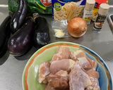 鶏肉と茄子のカルボナーラ作り方1写真
