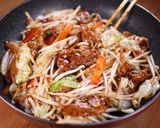 ぶっ濃い濃厚ソースの肉野菜炒め定食🤩作り方4写真