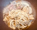 水漬けパスタで八丁味噌煮込みバターパスタ作り方4写真