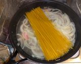 菜の花ベーコンしめじコーンのスープパスタ作り方2写真