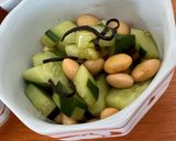 節約♡ダイエット大豆とキュウリ塩昆布和え作り方1写真