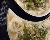 アサリとオクラのアオサスープ　素麺汁作り方4写真