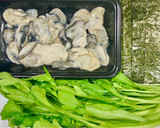 牡蠣と春菊の片栗粉でカラッと焼き作り方1写真