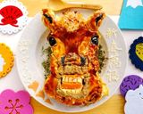 午年♪おせちの余り物でお好み焼アート新年作り方5写真