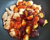 簡単夕飯主菜昼食薩摩芋鶏肉ヤムニョムチキン肉料理作り方8写真