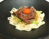 和牛すき焼き仕立ての旨辛釜玉うどん作り方12写真