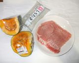カボチャ煮物♪簡単レシピしらたき豚肉作り方1写真