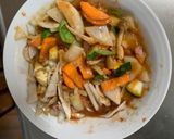 お一人様野菜たっぷりバーベキュー味親子丼作り方13写真