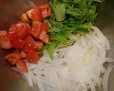 新玉ねぎと水菜とトマトのサラダ作り方1写真