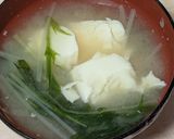 簡単★水菜と絹豆腐のお味噌汁作り方5写真