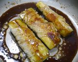 簡単！茄子の肉巻き　甘味噌焼き作り方4写真