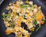 ニンニクみつばチャーハン大葉添え作り方4写真