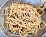 鶏レバーパテとしめじの濃厚パスタ作り方4写真
