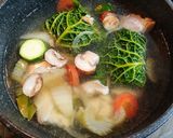 お雑煮　餅生ハムチーズのロールキャベツ作り方5写真