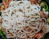 簡単ランチ！鶏肉ピーマンキムチの焼うどん作り方7写真