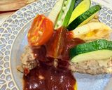 簡単びっくりハンバーグ✴︎夏野菜たっぷり作り方7写真