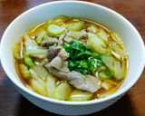 温かい豚シャブ肉とセロリ蕎麦　発酵玉葱作り方6写真