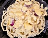 簡単なのに濃厚！ キノコとおいものクリームうどん作り方5写真
