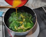 ツルムラサキのかきたま味噌汁作り方2写真