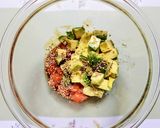 簡単ランチ！茗荷アボカドサーモンのポキ丼作り方4写真