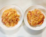 カニカマで節約！きのこ甘酢餡の柚子天津飯作り方4写真