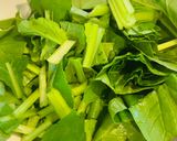 小松菜とさばの味噌煮缶の和えもの♪作り方1写真