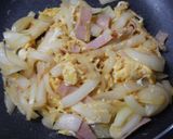不器用ハム玉卵炒め作り方2写真