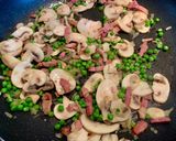 キノコとグリンピースのクリームパスタ作り方2写真